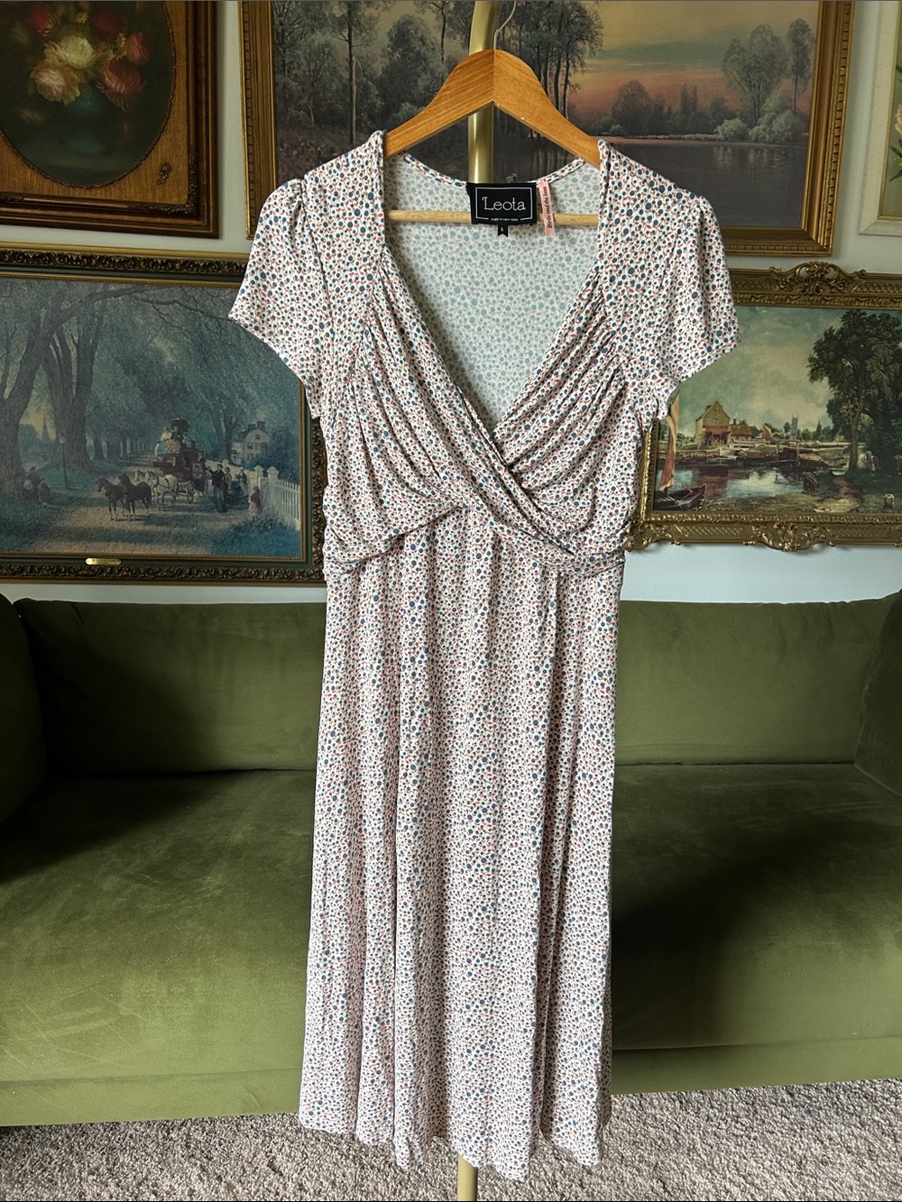 Leota Floral Ruched Wrap-Front Midi Dress